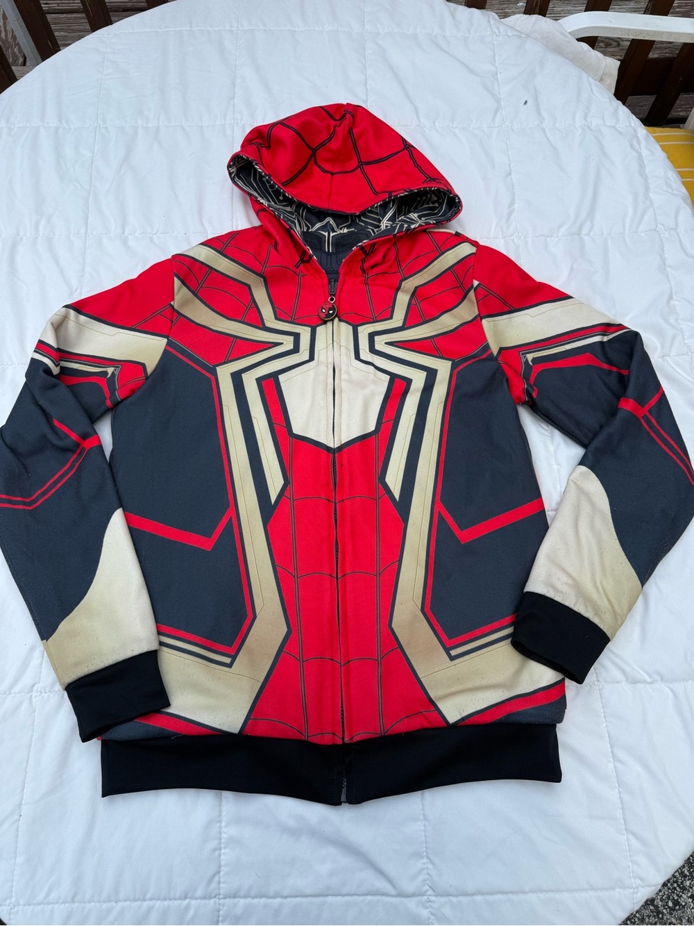 Spiderman Red, Black & Gold Zip-Up Graphic Hoodie Jacket